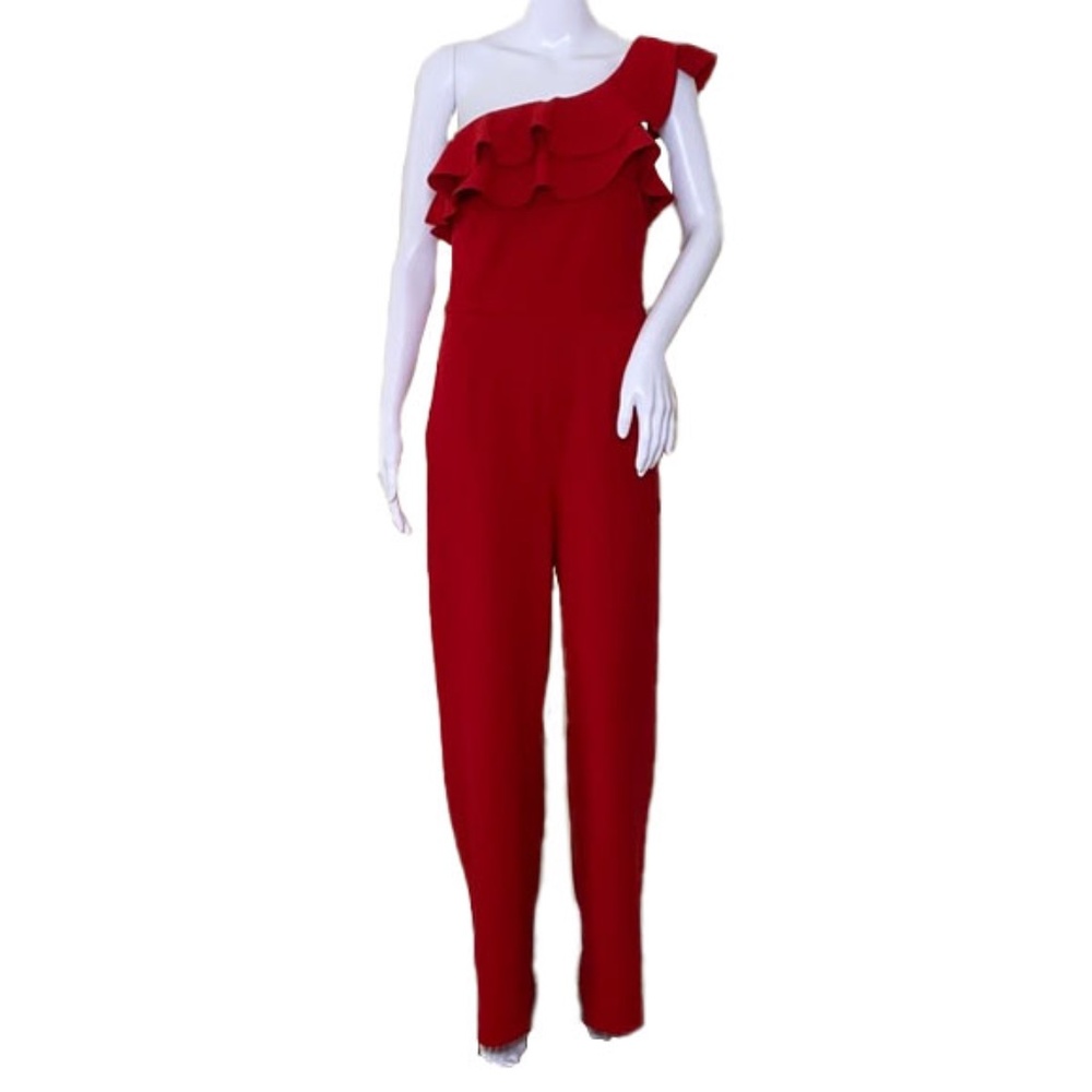 One Shoulder Ruffle Jumpsuit - Picture 2 of 6